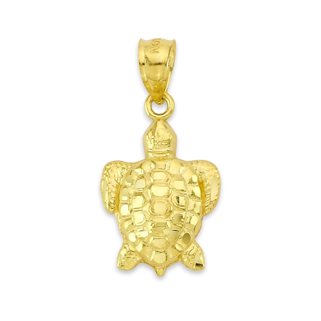 10k/14k Solid Gold Turtle Pendant, Nautical Ocean Jewelry, Gold Sea