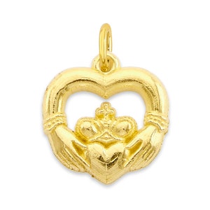 Mini Real Solid Gold Claddagh Charm Available in 10k or 14k, Micro Good Luck Charm to attach to Charm Bracelet or Necklace
