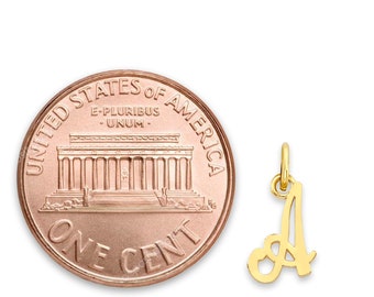 Tiny Solid 10k/14k Gold Initial Charm: Personalized Letter Pendant