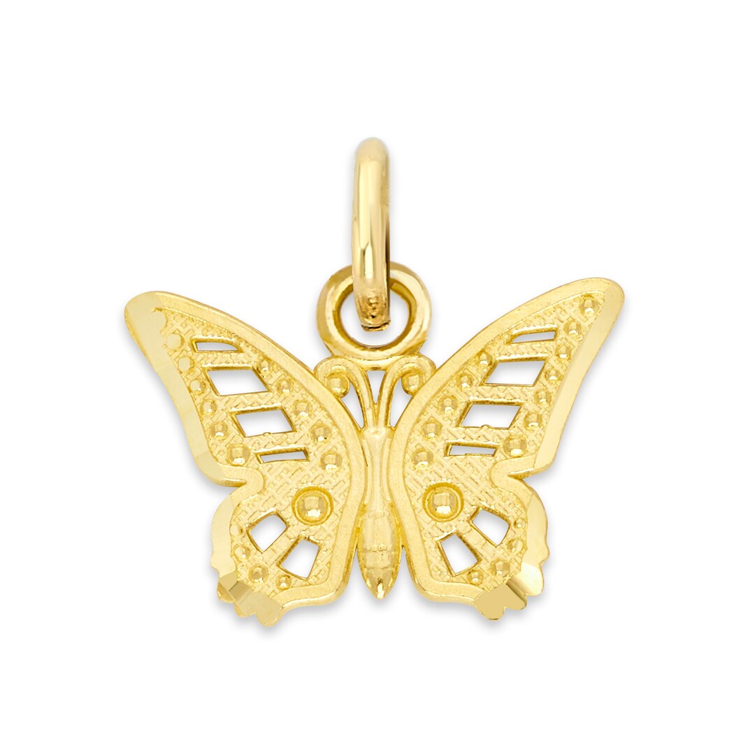 Real Solid Gold Butterfly Charm in 10k or 14k Gold, Collectable Gold Butterfly Charm for Charm