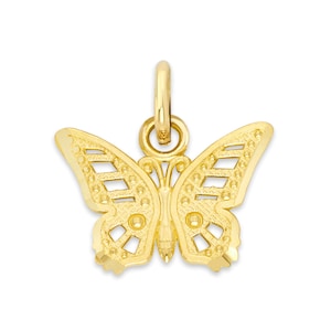 Real Solid Gold Butterfly Charm in 10k or 14k Gold, Collectable Gold Butterfly Charm for Charm Bracelet or Charm Necklace