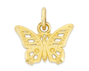 Real Solid Gold Butterfly Charm in 10k or 14k Gold, Collectable Gold Butterfly Charm for Charm Bracelet or Charm Necklace