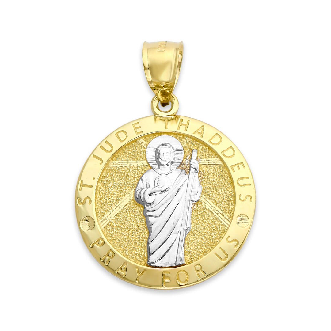 Buy Solid Gold Saint Jude Pendant for Men Available in 10k or 14k, St ...
