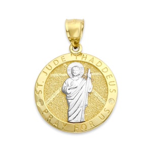 Solid Gold Saint Jude Medal: 10k/14k Religious Pendant
