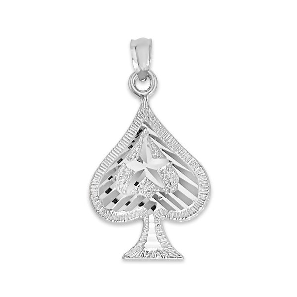 Collier pique en argent sterling 925, pendentif carte à jouer en argent pour lui, collier porte-bonheur avec possibilité d'ajouter une chaîne