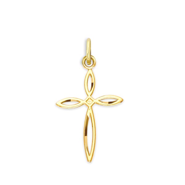 Solid 10k/14k Gold Cross Charm, Elegant Religious Jewelry, Christian Symbolic Charm, Spiritual Gift, Fine Gold Accessory