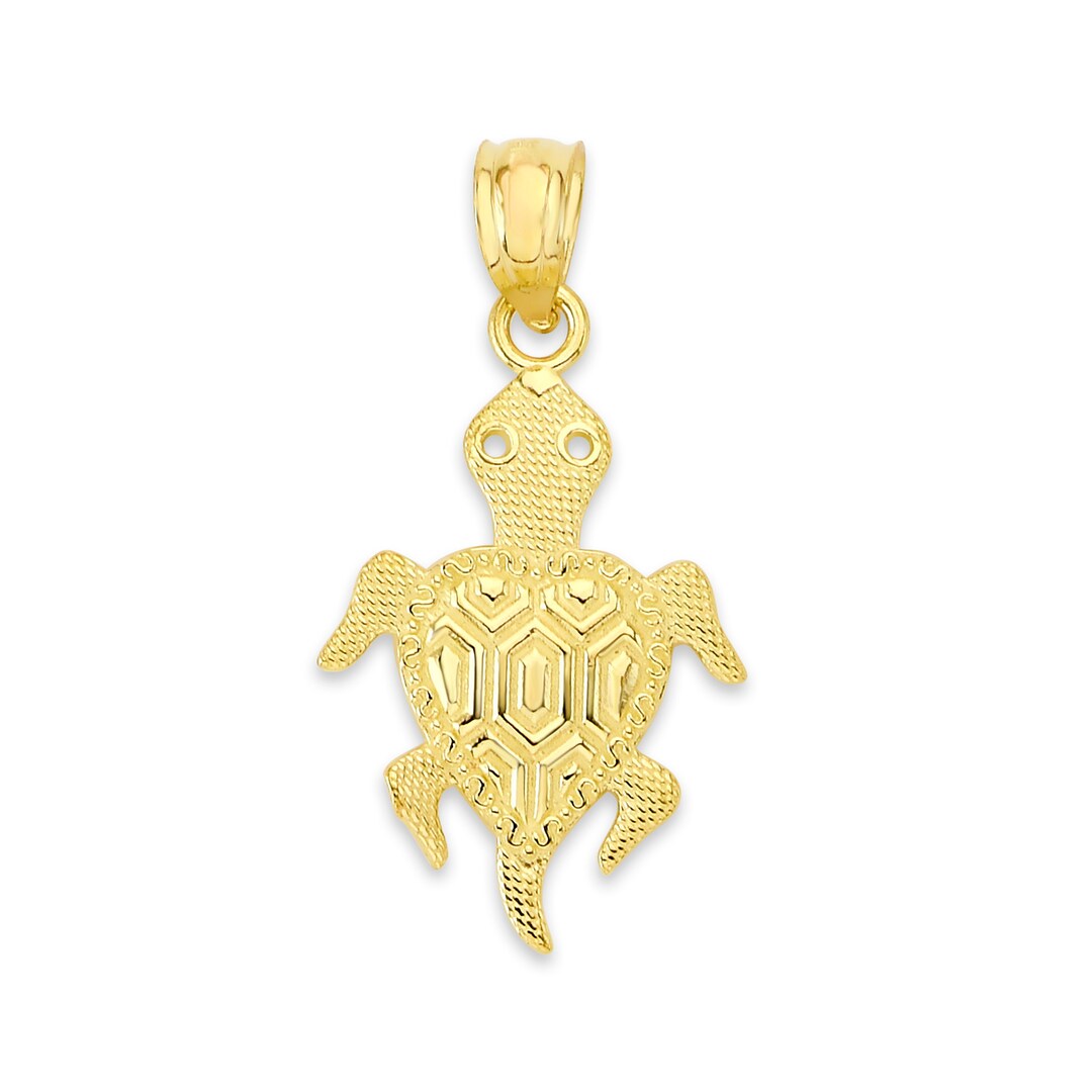 Solid Gold Turtle Pendant Available in 10k or 14k Cute Ocean Jewelry Etsy