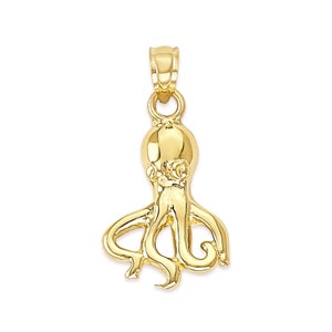 Gold Octopus Necklace 10k or 14k Solid Gold Octopus Pendant Tentacle Jewelry Kraken Pendant, Sea Creatures Nautical Theme Octopus Jewelry