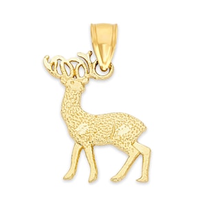 10k Gold Deer Necklace, Deer Jewelry Gift Hunter Pendant Antler Necklace Gift for Birthday, Gold Nature Jewelry Antler Pendant for Women