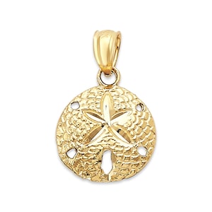 Real Solid 10k Gold Sand Dollar Pendant - Cute Gold Beach Jewelry