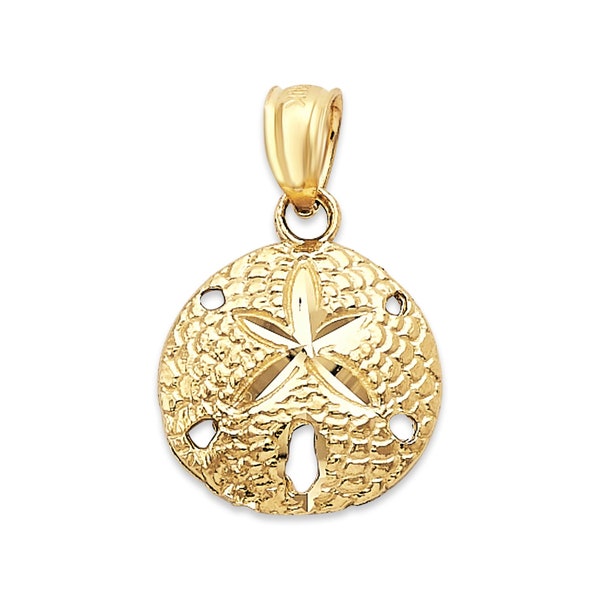 Real Solid 10k Gold Sand Dollar Pendant - Cute Gold Beach Jewelry