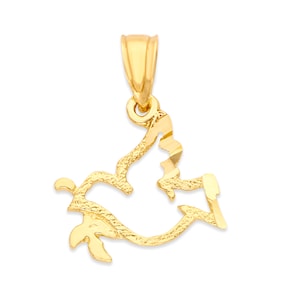 10k Solid Gold Dove Necklace: Holy Spirit Religious Charm