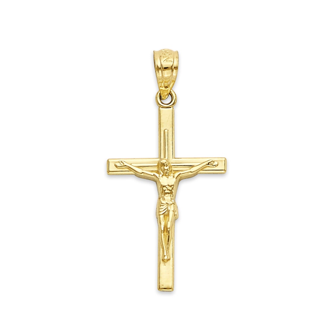 10k or 14k Gold Crucifix Pendant for Necklace, Solid Gold Cross ...