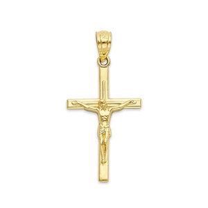 10k or 14k Gold Crucifix Pendant for Necklace, Solid Gold Cross Necklace Religious Jewelry Baptism Gifts Christening Gifts for Her