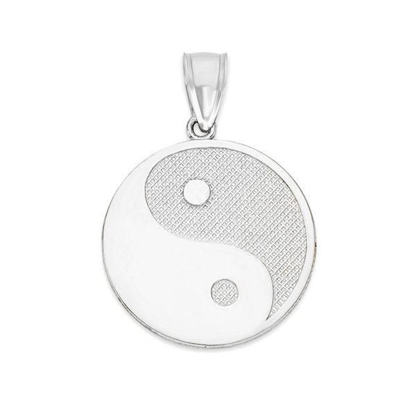 925 Sterling Silver Yin Yang Necklace, Satin Finished Asian Pendant for Lunar New Year Gift Yin Yang Jewelry Friendship Necklace for Women