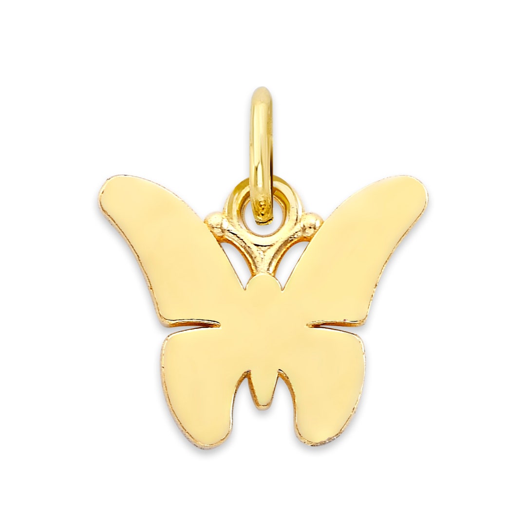 Mini Real Solid Gold Butterfly Charm Available in 10k or 14k Gold, Micro Charm to Attach to
