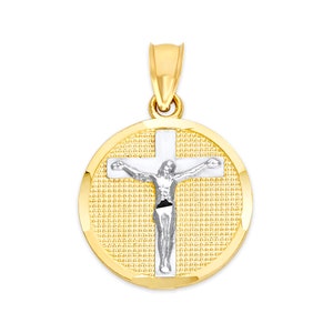 10k Gold Crucifix Necklace, Jesus Jewelry Crucifix Pendant First Communion Gifts Cross Jewelry, Crucifix Gift Cross Necklace Baptism Gift