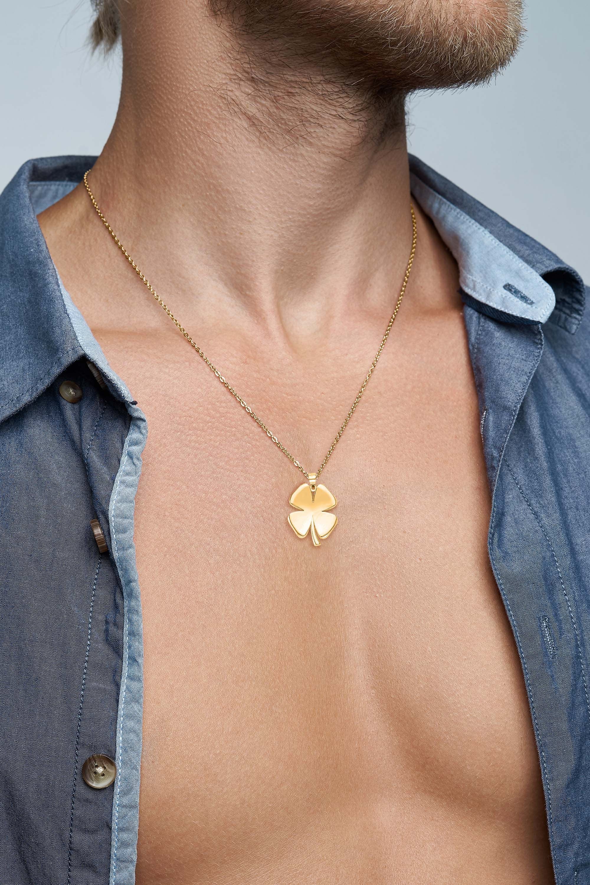 Four leaf clover store necklace for guys