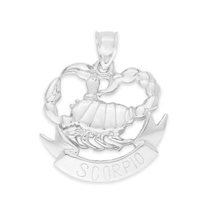 Sterling Silver Scorpio Pendant: Unisex Zodiac Charm Necklace