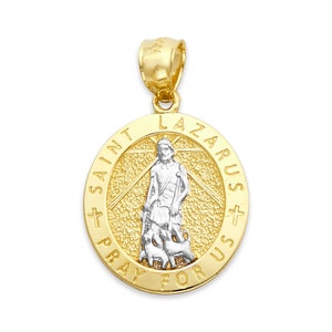 10k Solid Gold Saint Lazarus Medal: Patron of Health Pendant