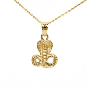 10k Real Solid Gold Cobra Necklace, Snake Jewelry Animal Lover Gift for Women