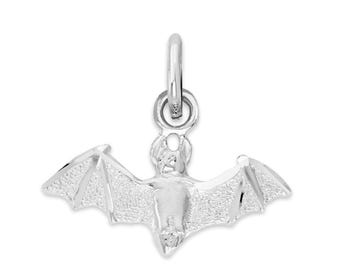 925 Sterling Silver Bat Charm with Jump Ring - Spooky Halloween Jewelry Gifts