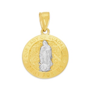 10k Solid Gold Virgin Mary Necklace, First Communion Gift Virgen de Guadalupe Necklace for Her Virgin Mary Pendant, Catholic Jewelry