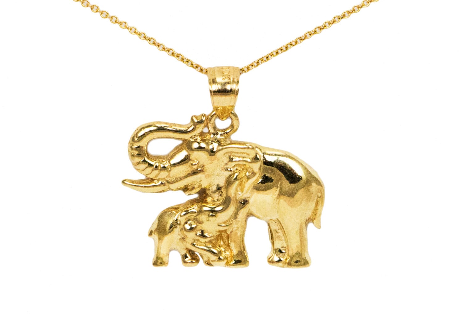 14k Gold Elephant Necklace Dainty Gold Necklace Gold Elephant Etsy