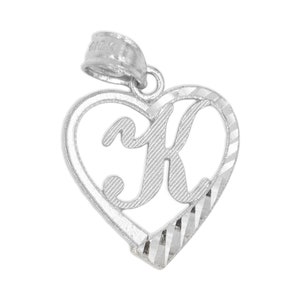 925 Sterling Silver Initials Pendant Necklace with Option to Add Silver Chain, Heart Initial Charm Gifts for Her, Silver Initial Necklace