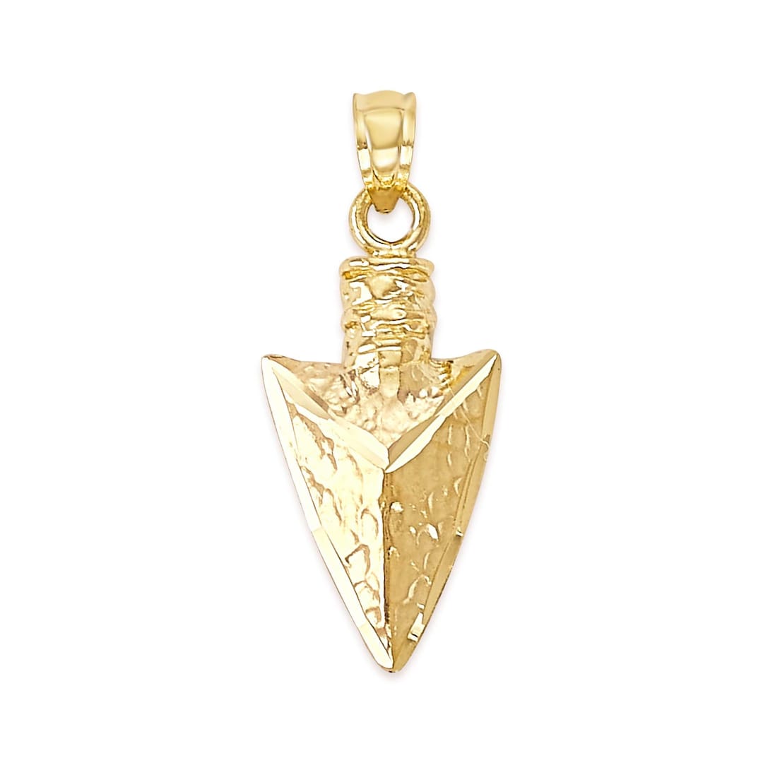 Custom Jewelry 14k Gold Arrowhead Pendant Solid Gold Arrowhead