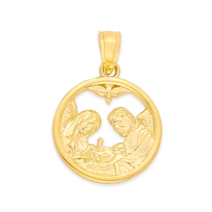 10k Gold Baby Jesus Necklace: Virgin Mary Religious Pendant