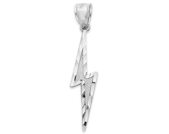 925 Sterling Silber Blitz Anhänger: Diamantschliff Donnerkeil Anhänger