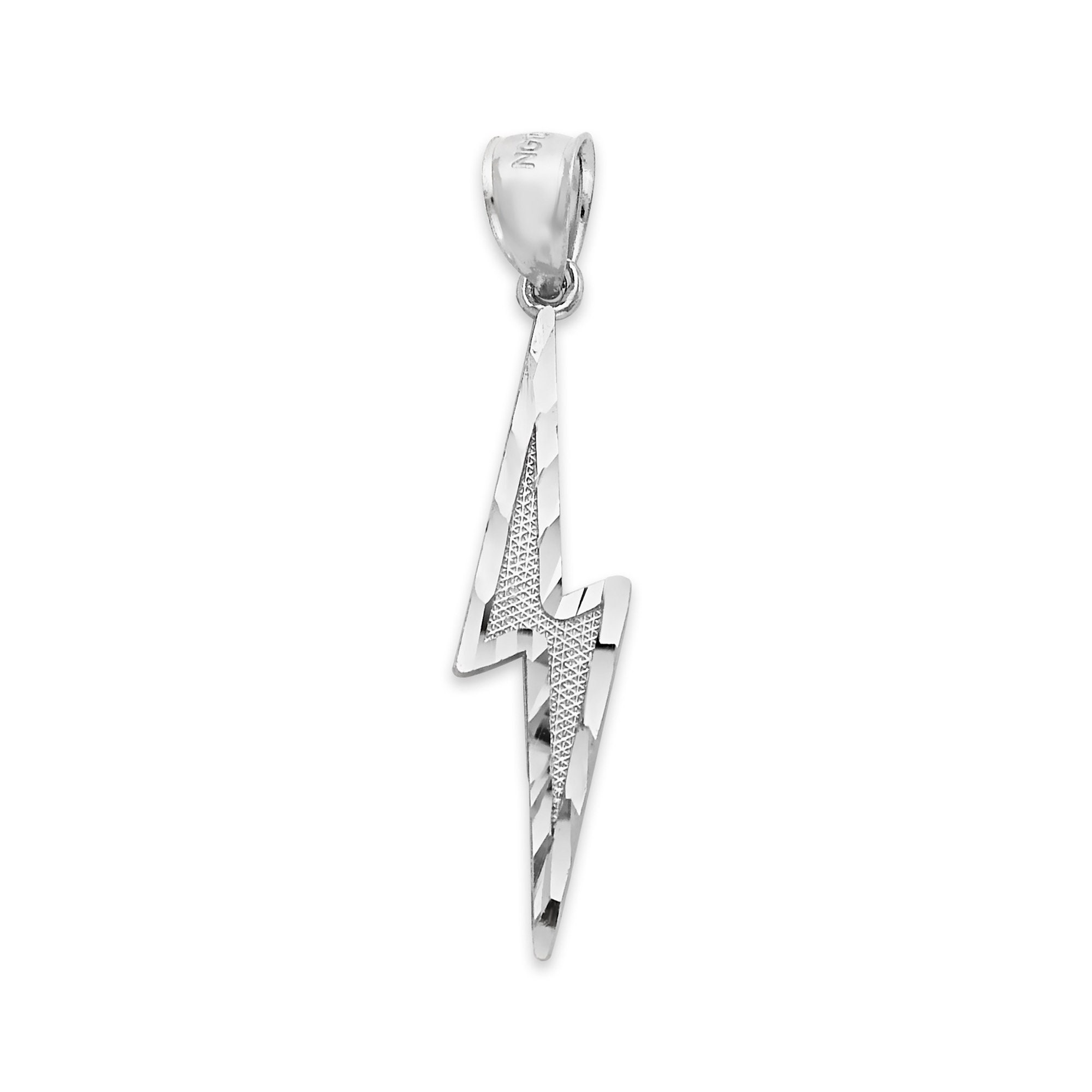 925 Sterling Silver Lightning Bolt Pendant: Diamond Cut 