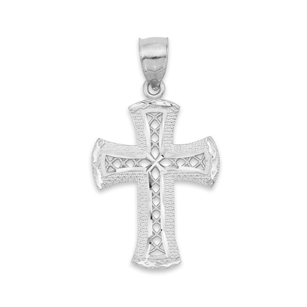 925 Sterling Silver Cross - Lattice Cross Necklace - Christian Faith Jewelry - Elegant Spiritual Necklace Charm - Ornate Religious Gift