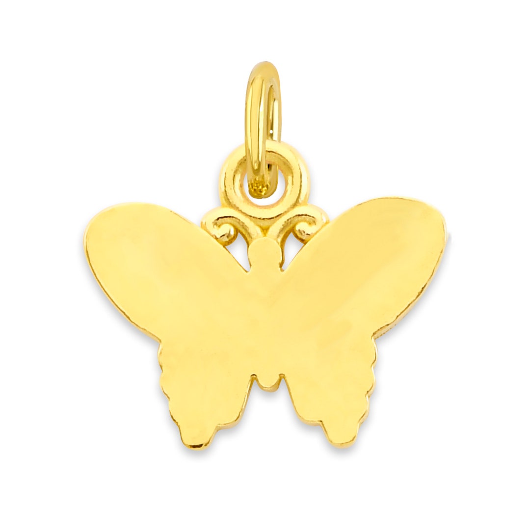 Mini Real Solid Gold Butterfly Charm Available in 10k or 14k Gold, Micro Charm to Attach to