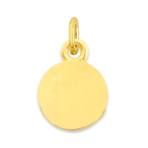 Solid Gold Personalized Circle Charm: 10k/14k Engravable Disc