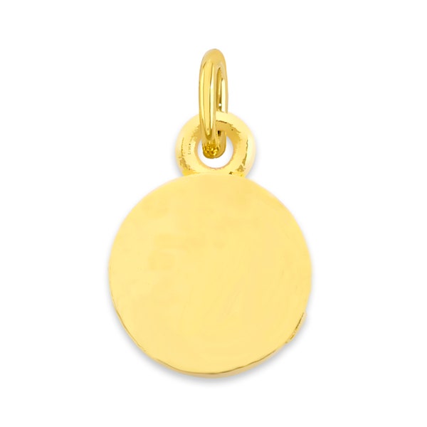 Mini ciondolo a forma di cerchio personalizzato in vero oro massiccio da incidere, disponibile in 10k o 14k, micro ciondolo da attaccare al braccialetto o alla collana con ciondoli