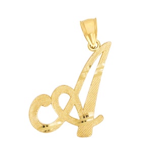 Colar inicial de ouro maciço real 14k, colar com nome, joias para presente para ela, pingente inicial, presentes para mulheres, joias com iniciais cursivas