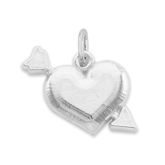 Heart with Cupid's Arrow Charm Sterling Silver Heart with Cupid's Arrow Charm Sterling Silver