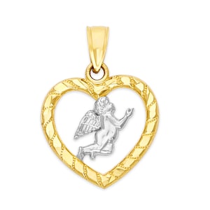 10k Gold Engel Halskette, Engel Anhänger Herz Halskette Spiritueller Schmuck Religiöse Geschenke für Mädchen Herz Schmuck, denke an Sie Geschenk für Sie