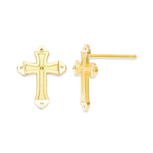 10k Solid Gold Cross Oorbellen, Christian Stud Earring Geschenken voor haar, Religieus Cadeau, Gouden Crucifix Oorbellen, Gouden katholieke sieraden voor vrouwen