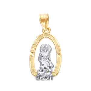 10k Solid Gold Saint Lazarus Pendant Necklace: Religious Jewelry