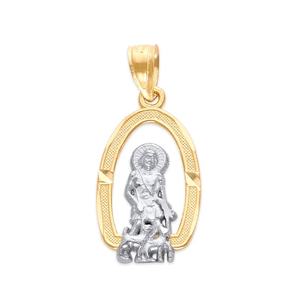 10k Real Solid Gold Saint Lazarus Necklace with Option to Add Gold Chain, Religious Jewelry St Lazarus Pendant Patron Saint Necklace