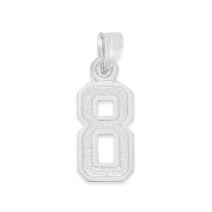 925 Sterling Silver Sports Number Pendant Necklace, Personalized Engraved Athletic Number Solid Silver Charm with Option to Add Silver Chain