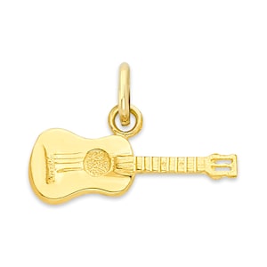 Solid Gold Guitar Charm: 10k/14k Dainty Musician Gift