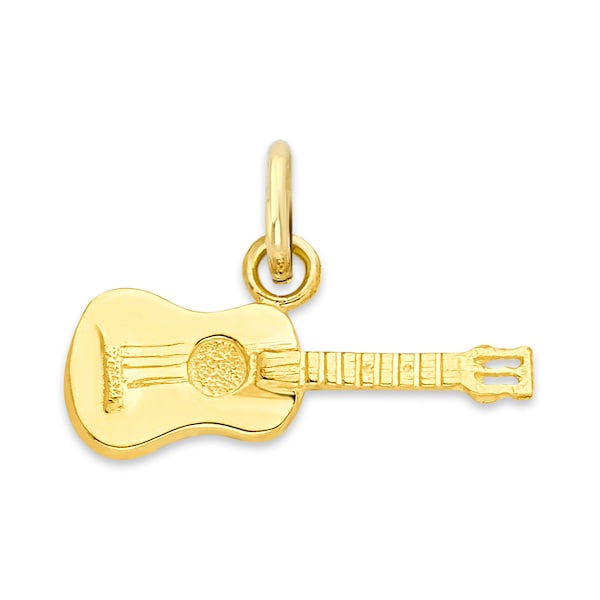 Real Solid Gold Guitar Charm in 10k or 14k Gold, Dainty Charm Gifts for Charm Bracelet or Charm Necklace