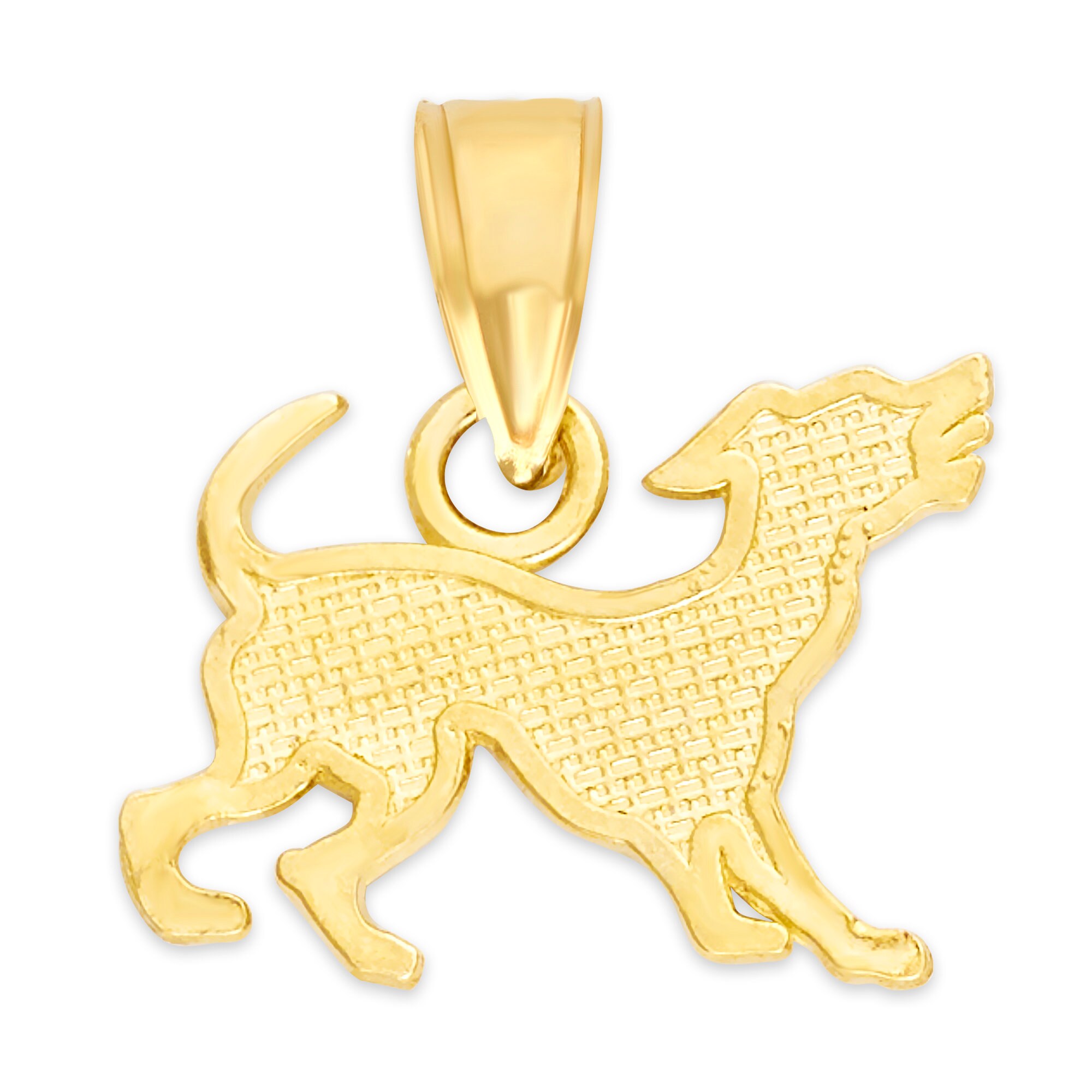 10k Yellow Gold Dog Necklace with Gold Chain Animal Jewelry Etsy