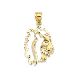 Solid Gold Lion Pendant: 10k/14k Diamond Cut Statement Jewelry, Leo Zodiac
