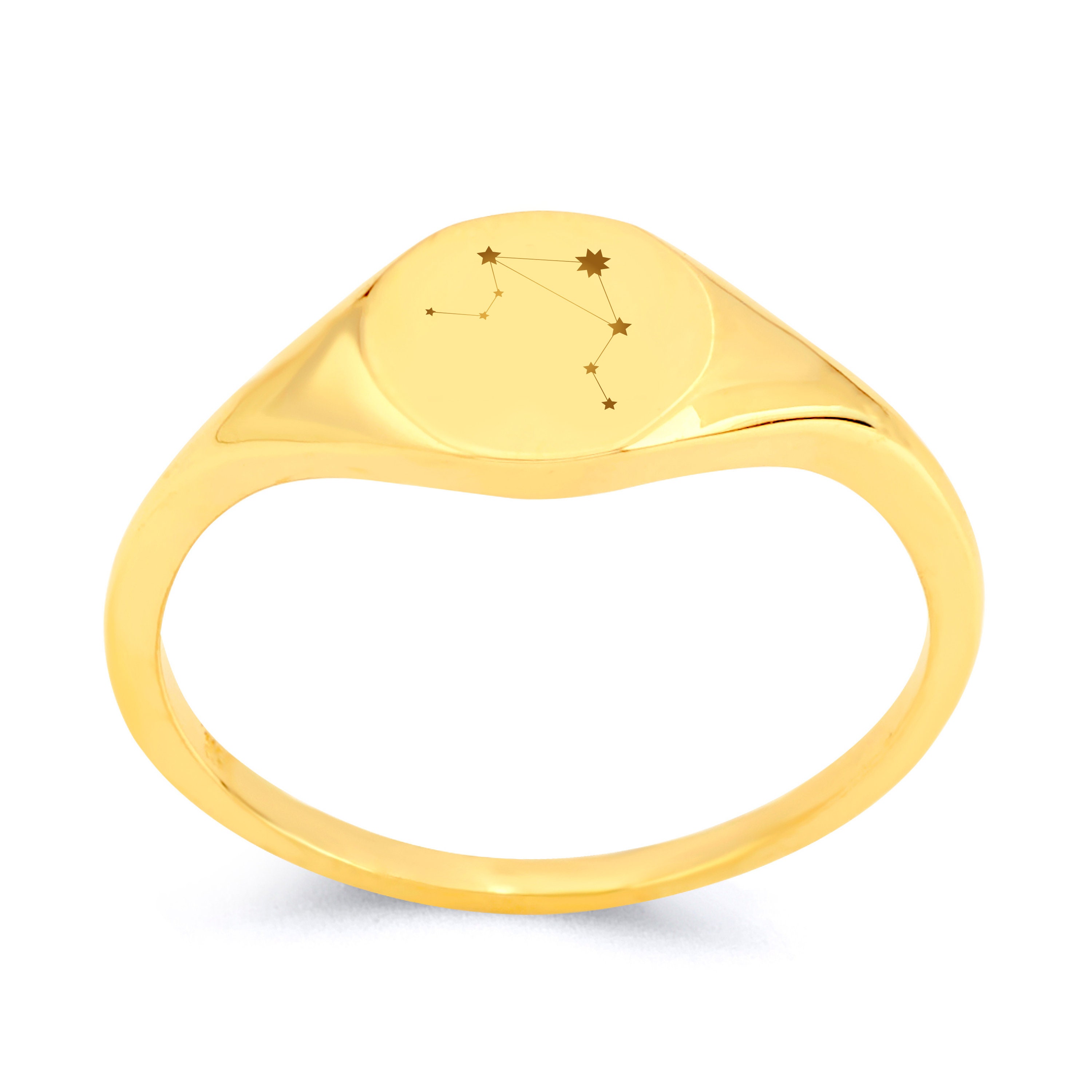 10k Gold Zodiac Constellations Signet Ring Real Solid Gold - Etsy