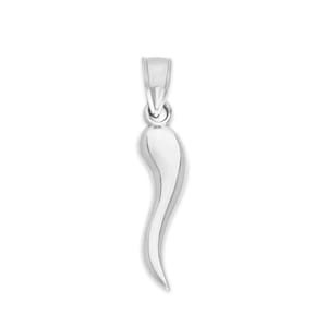 Sterling Silver Italian Horn Pendant: Good Luck Charm Necklace
